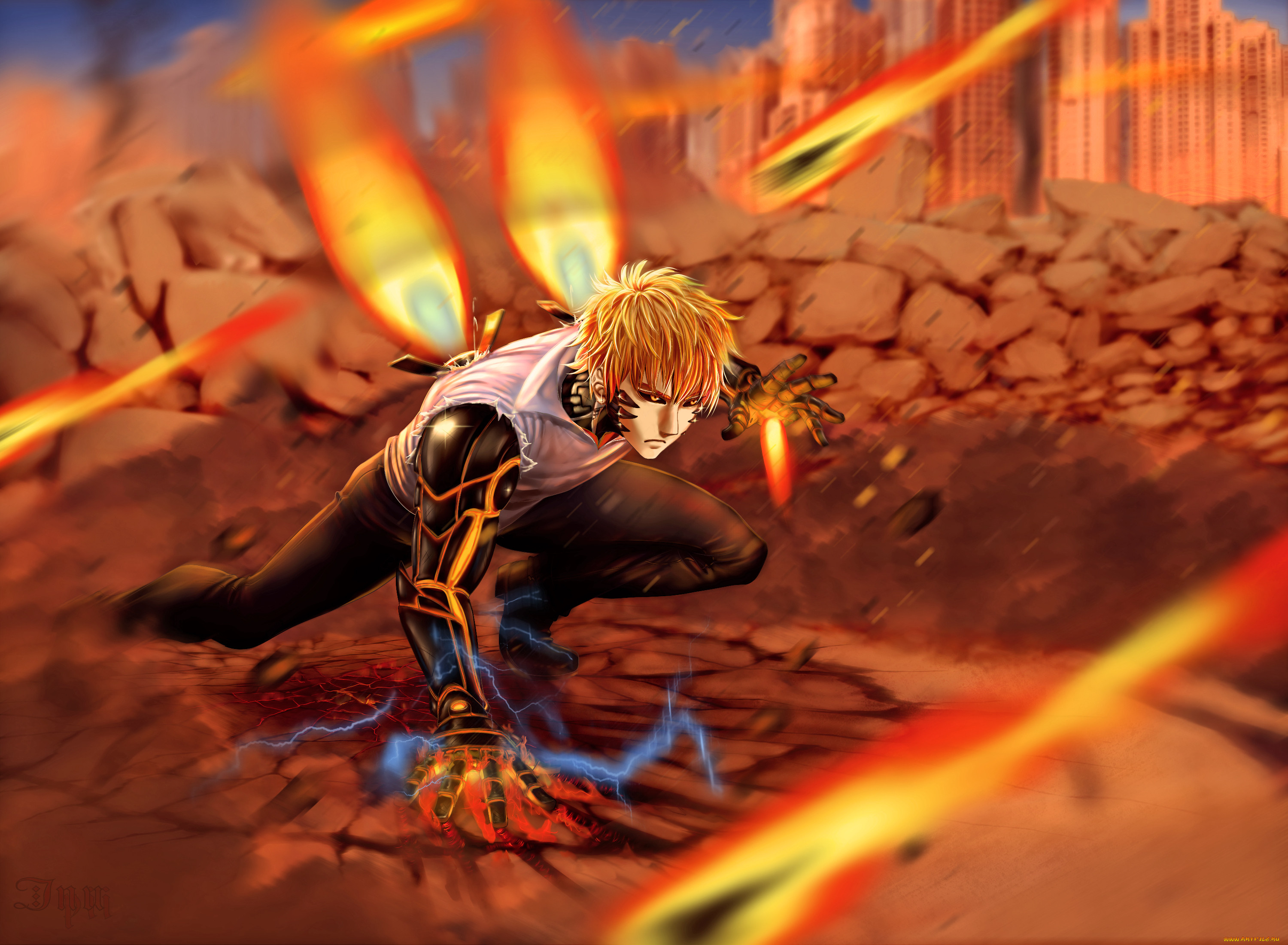 , one punch man, genos, cyborg, one, punch, man, onepunch, anime, art, , , 